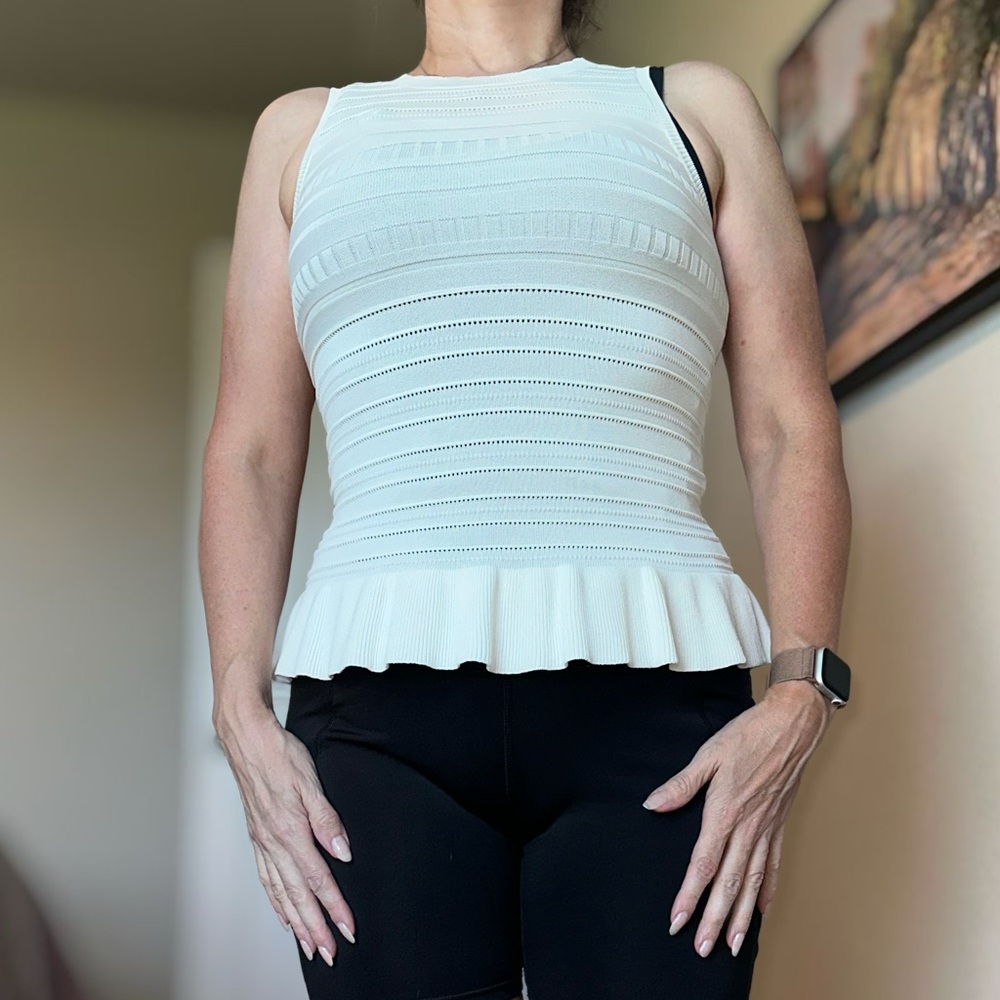 Aqua White Textured Tank Top - Picture 2 of 9